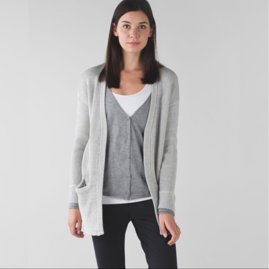 Lululemon Vestigan Layered Cotton Cardigan Sz 4